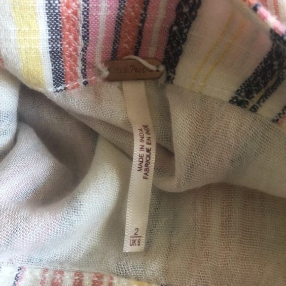 Free People Aubrey Sarong Sz  Small Multi Combo Skirt Swim Cover Striped Cotton - Picture 6 of 6